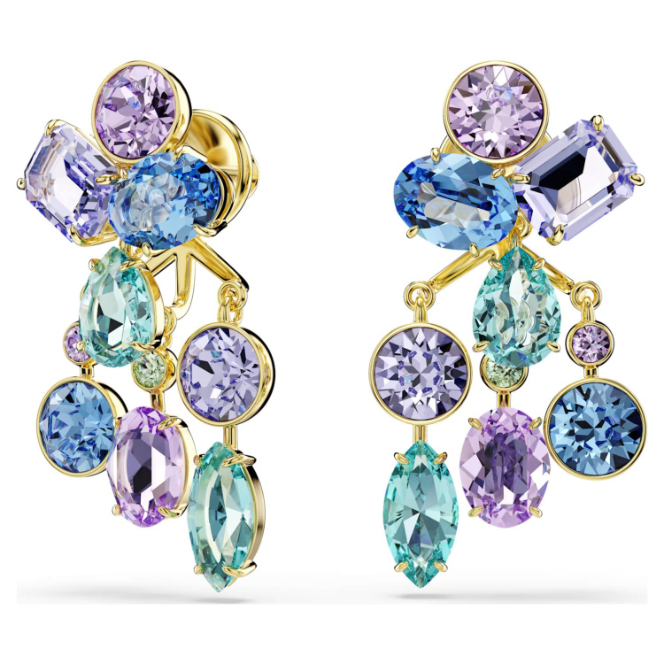 Gema earring jackets Mixed cuts, Multicolored, Gold-tone plated